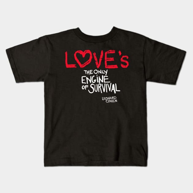 Leonard Cohen – Love Survival Kids T-Shirt by heidig